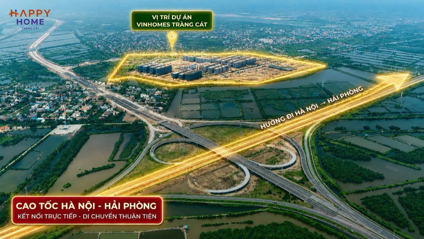Vị trí dự án cạnh nút giao cao tốc Hà Nội – Hải Phòng